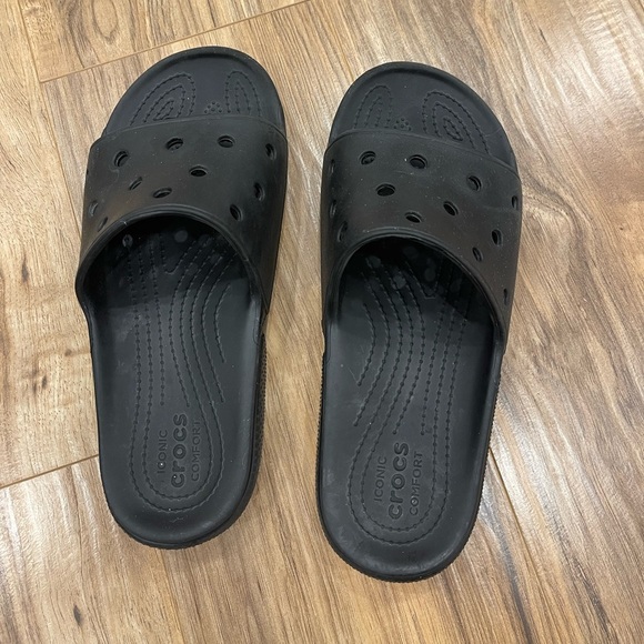 Crocs Unisex Classic Slide Sandals, Black Size 10M/12W - Picture 3 of 4